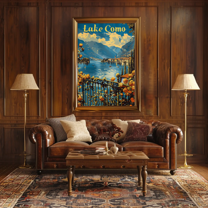 Lake Como Italian Villas Mountains Travel Poster
