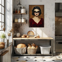 Woman in Red Dress Vintage Elegant Mysterious Poster