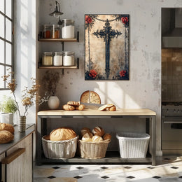 Intricate Christian Symbolism Cross Poster