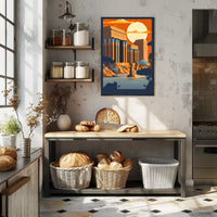 Ancient Egyptian Temple at Sunset Poster