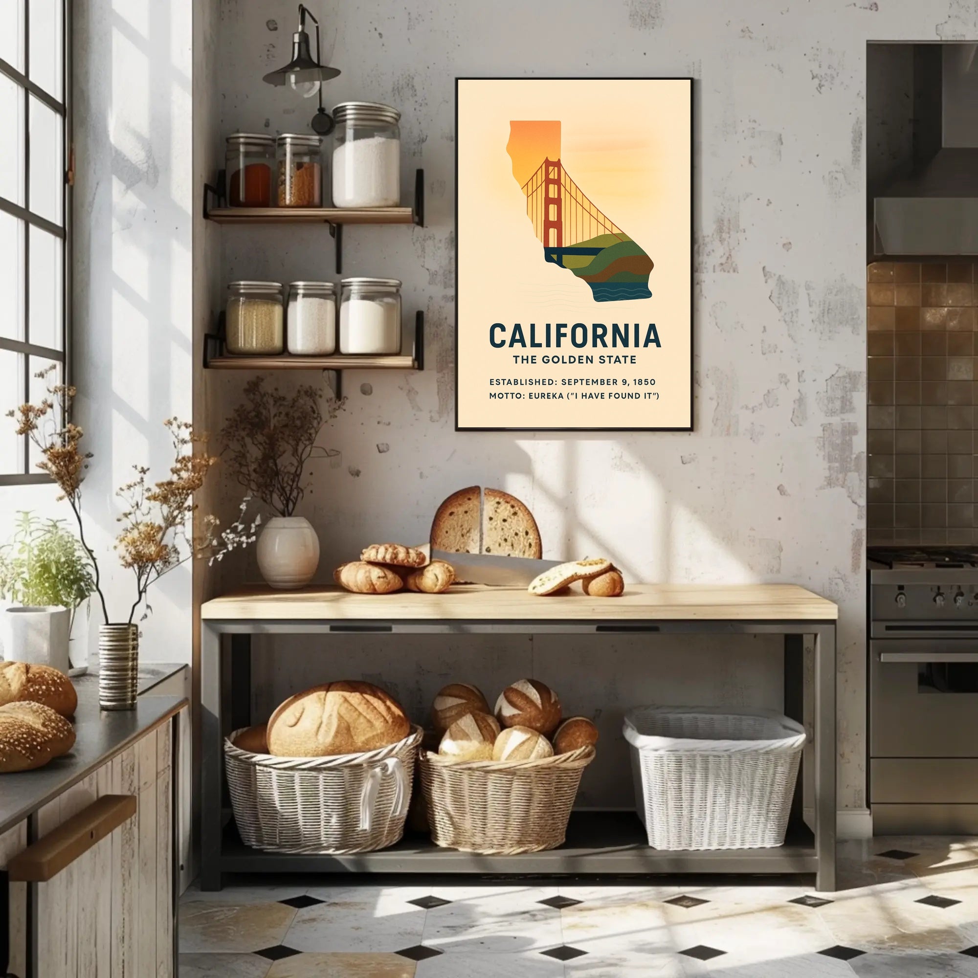 California Vintage Style Art Poster - Cultural or Heritage Poster