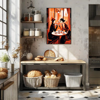 Cafe Conversation Travel Poster Art Print for Home Decor