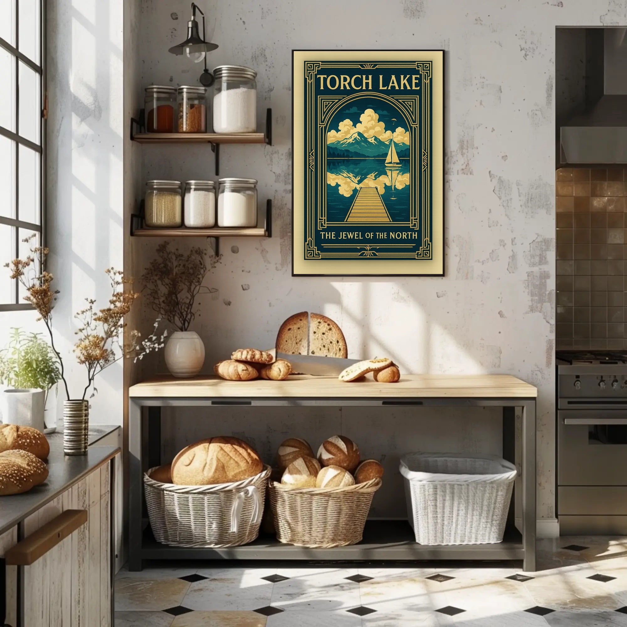 Torch Lake Vintage Travel Poster Wall Art