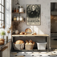 William Henry Harrison 9th President of the United States Double Exposure Poster