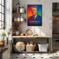 Jimmy Carter 39th President of the United States Neon Gradient Overlay Poster