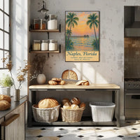 Naples Sunset Pier Impressionistic Art Poster