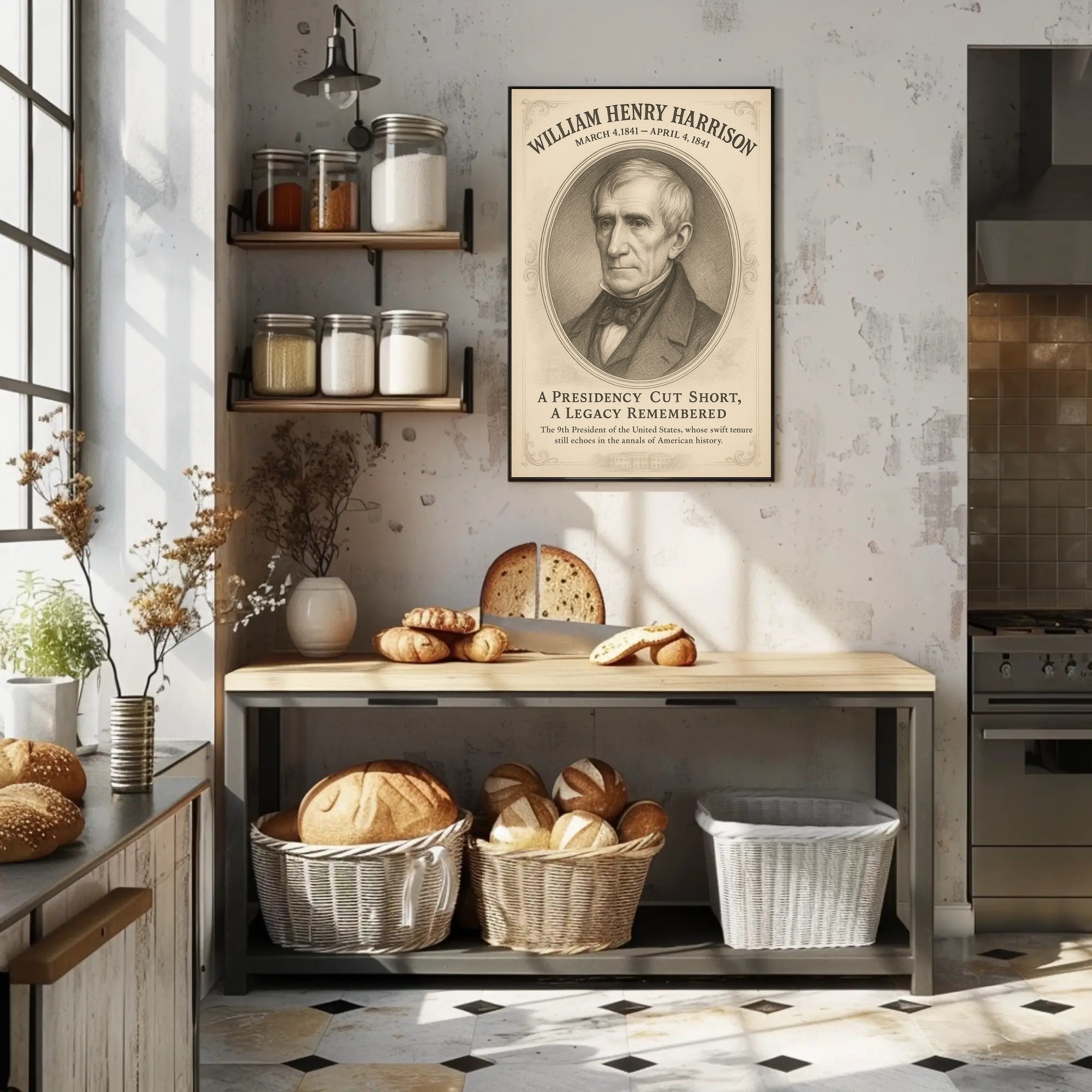 William Henry Harrison 9th President Sketch Poster Art Print PosterGoat