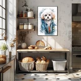 Cozy Dog Portrait Watercolor Poster Wall Art