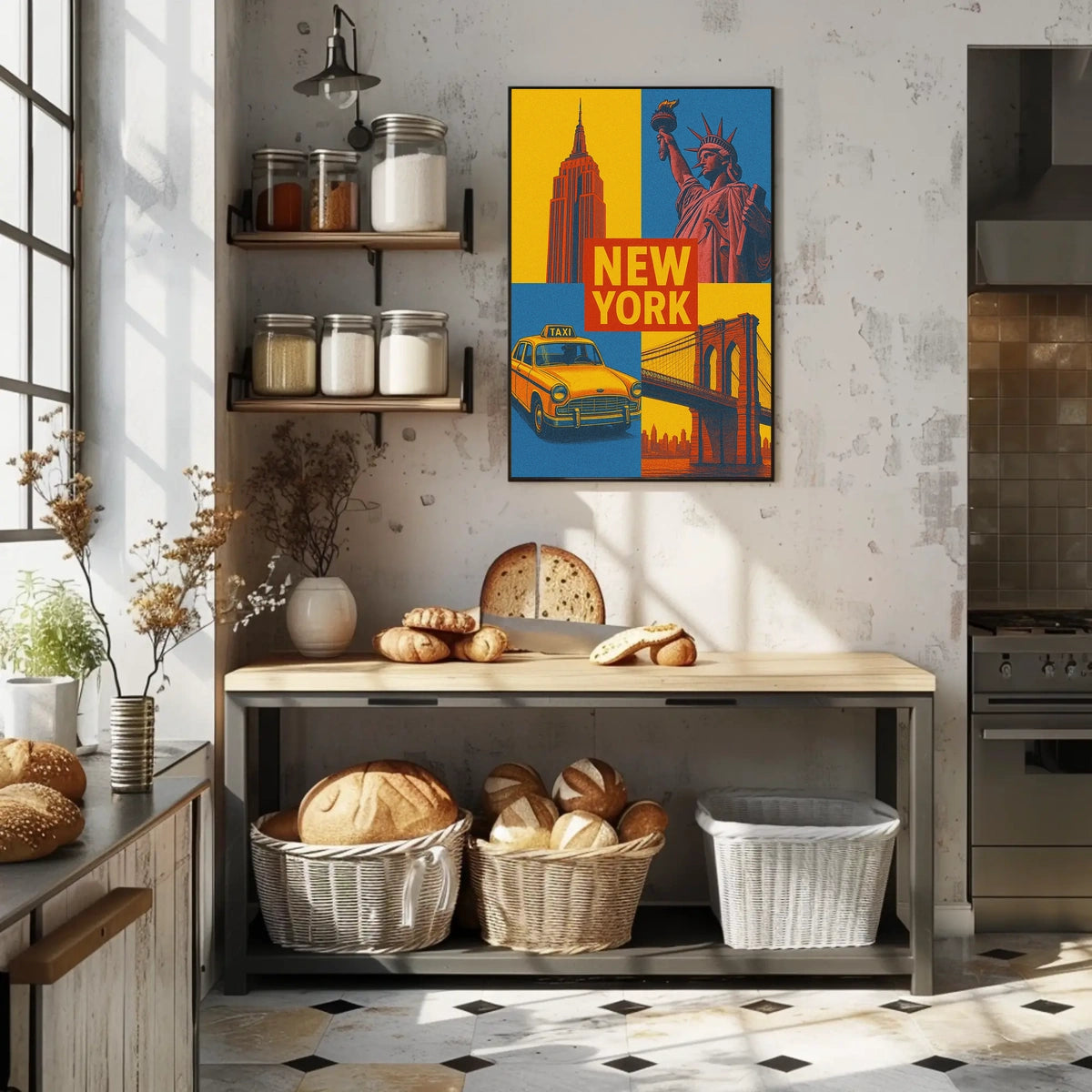 New York City Poster Vintage Landmarks Iconic Wall Art