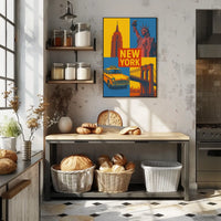 New York City Poster Vintage Landmarks Iconic Wall Art