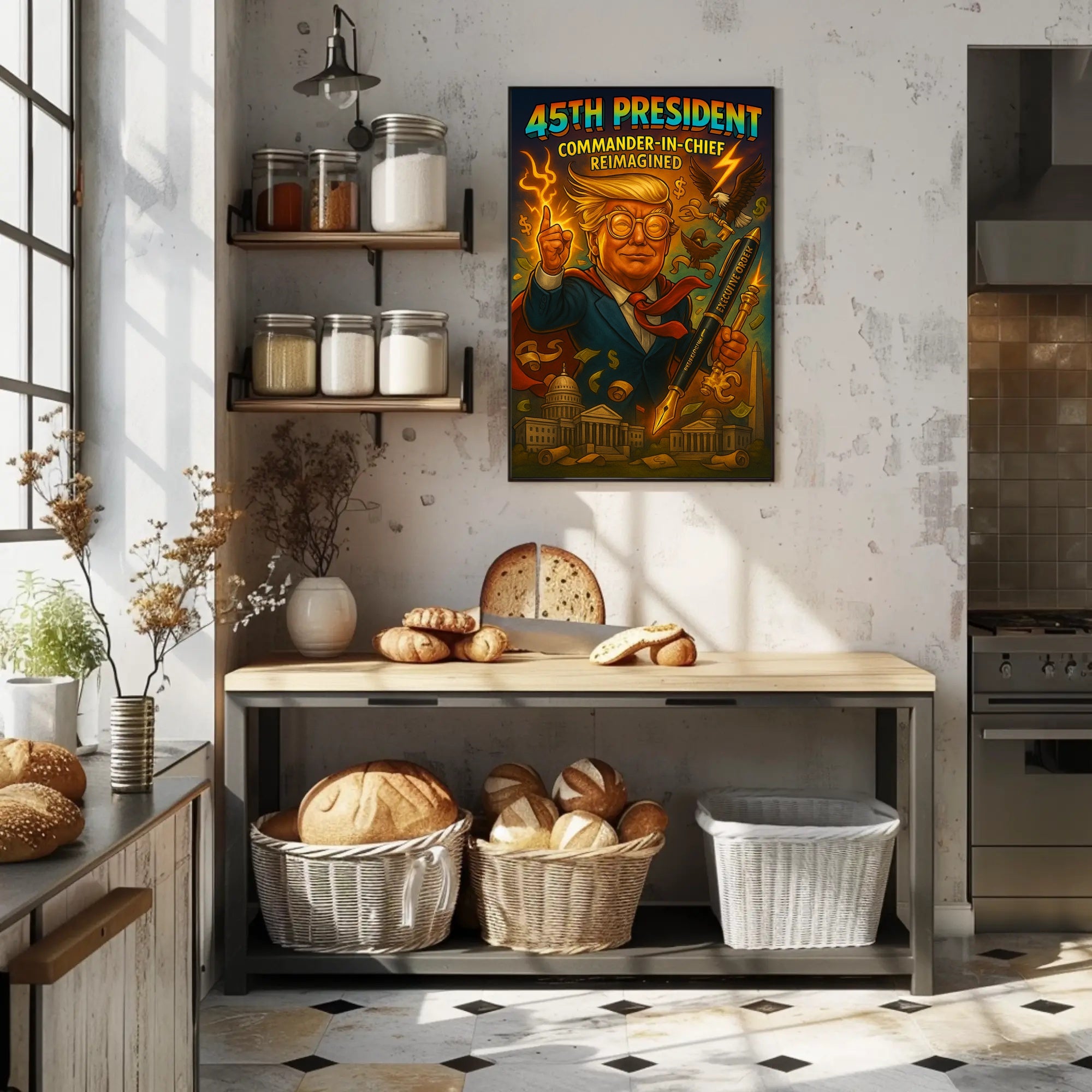 45th President Commander-in-Chief Reimagined Poster PosterGoat