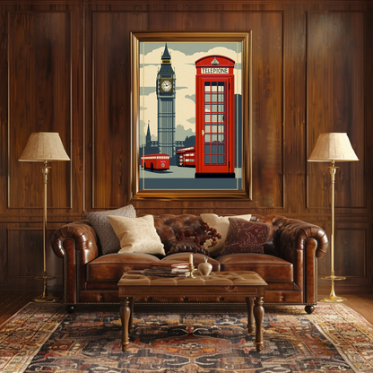 London Red Phone Booth Big Ben Travel Poster