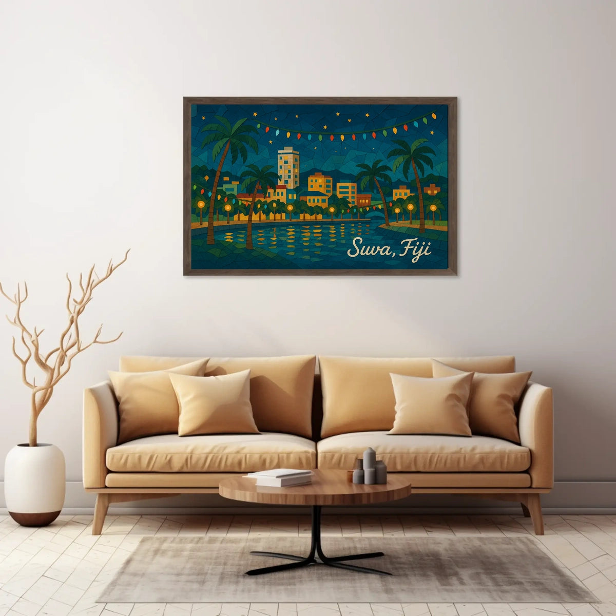 Suva, Fiji Nighttime Cityscape Poster