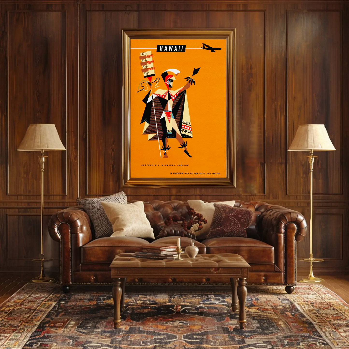 Hawaii Abstract Warrior Airline Promo Art Travel Poster