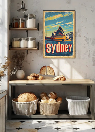 Sydney Skyline Vintage Travel Art: Urban Cityscape Poster