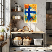 Abstract Finnish Flag Abstract Poster