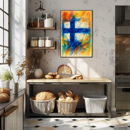 Abstract Finnish Flag Abstract Poster