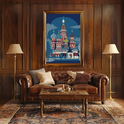 Saint Basil's Cathedral Moscow Landmark Travel Poster