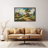 Serene Tropical Countryside Impressionist Art Poster