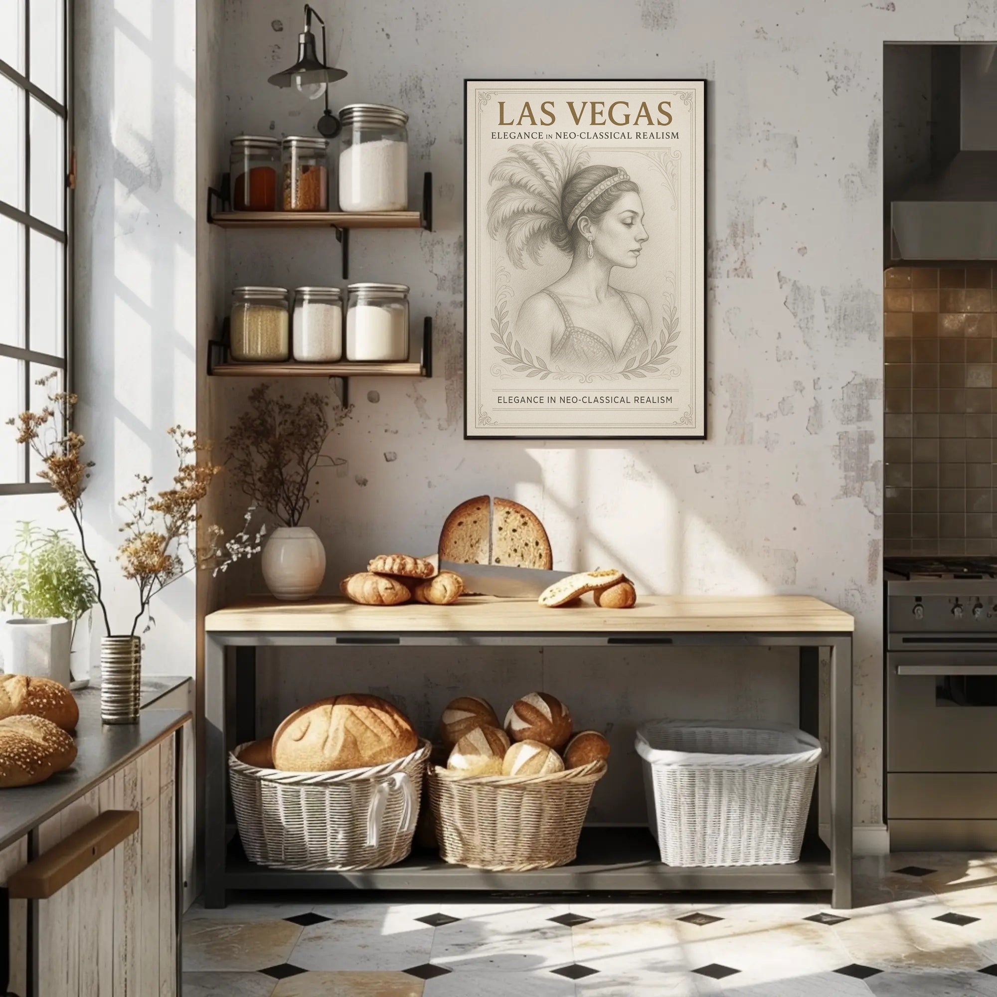 Las Vegas Showgirl Elegance in Neo-Classical Realism Poster