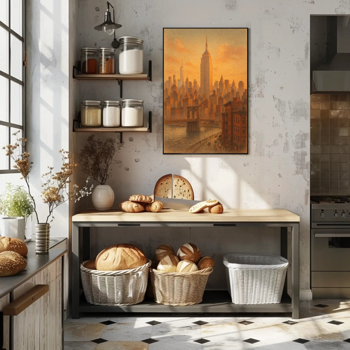 New York City Skyline At Sunset Poster