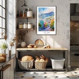 Cape Town Cityscape Watercolor Art Poster Urban or Cityscape Poster PosterGoat