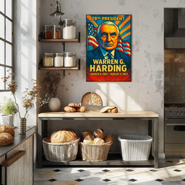 Warren G. Harding 29th President of the United States Colorful Comic Book Style Poster