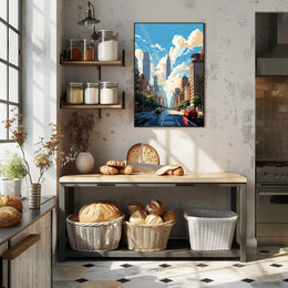 Lively Urban New York Scene Travel Poster