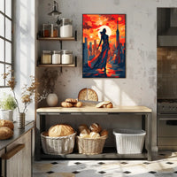 Sunset Silhouette In The City Poster