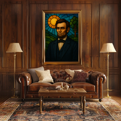 Abraham Lincoln Stained Glass Portrait Poster