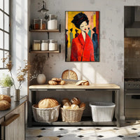 Vibrant Expression Poster Red Coat Modern Wall Art