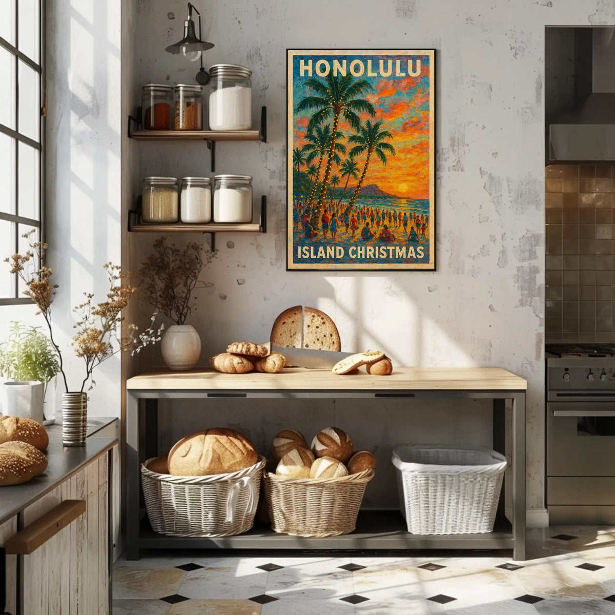 Honolulu Island Christmas Poster