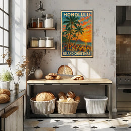 Honolulu Island Christmas Poster
