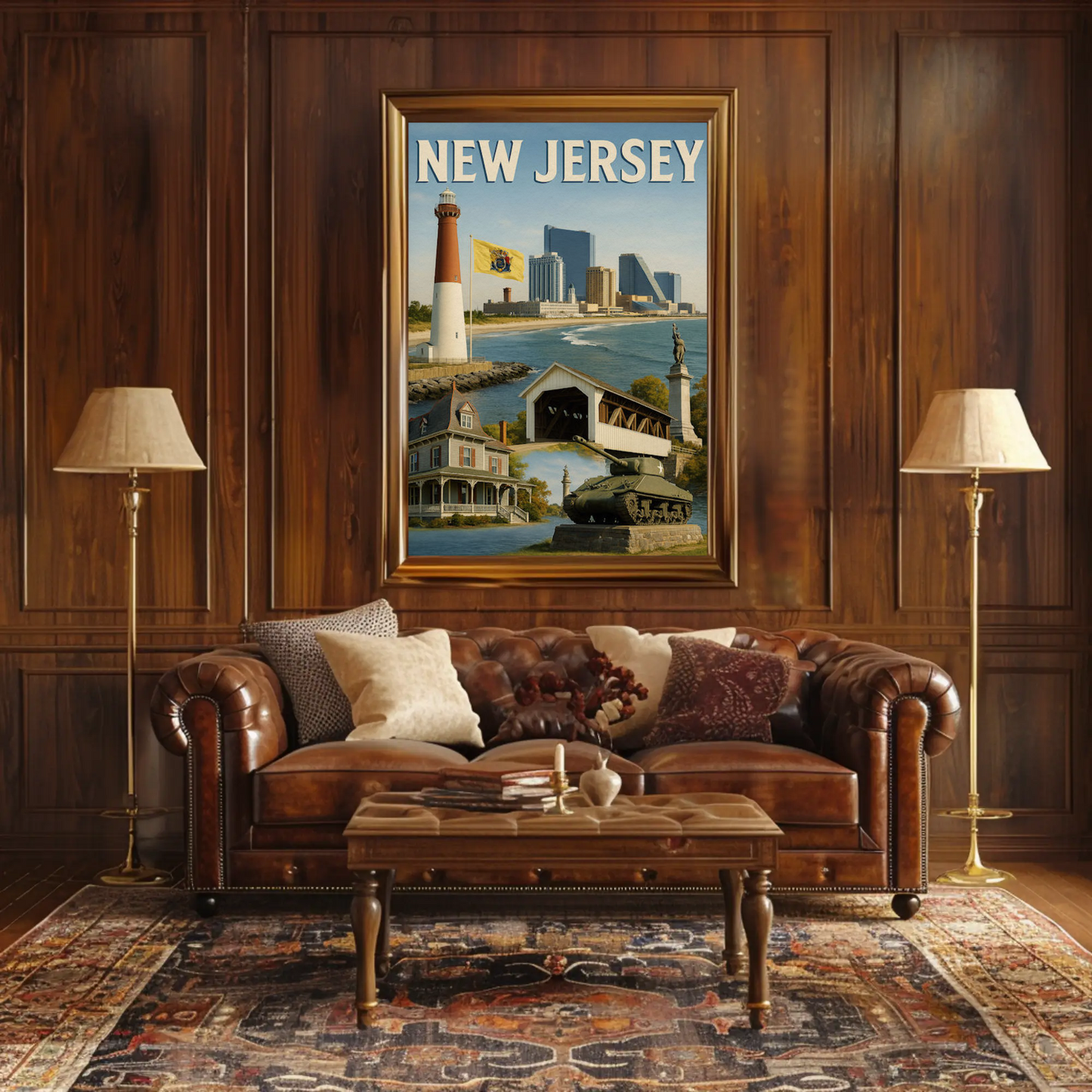 New Jersey Coastal Attractions Lighthouses Boardwalk Travel Poster Travel Poster