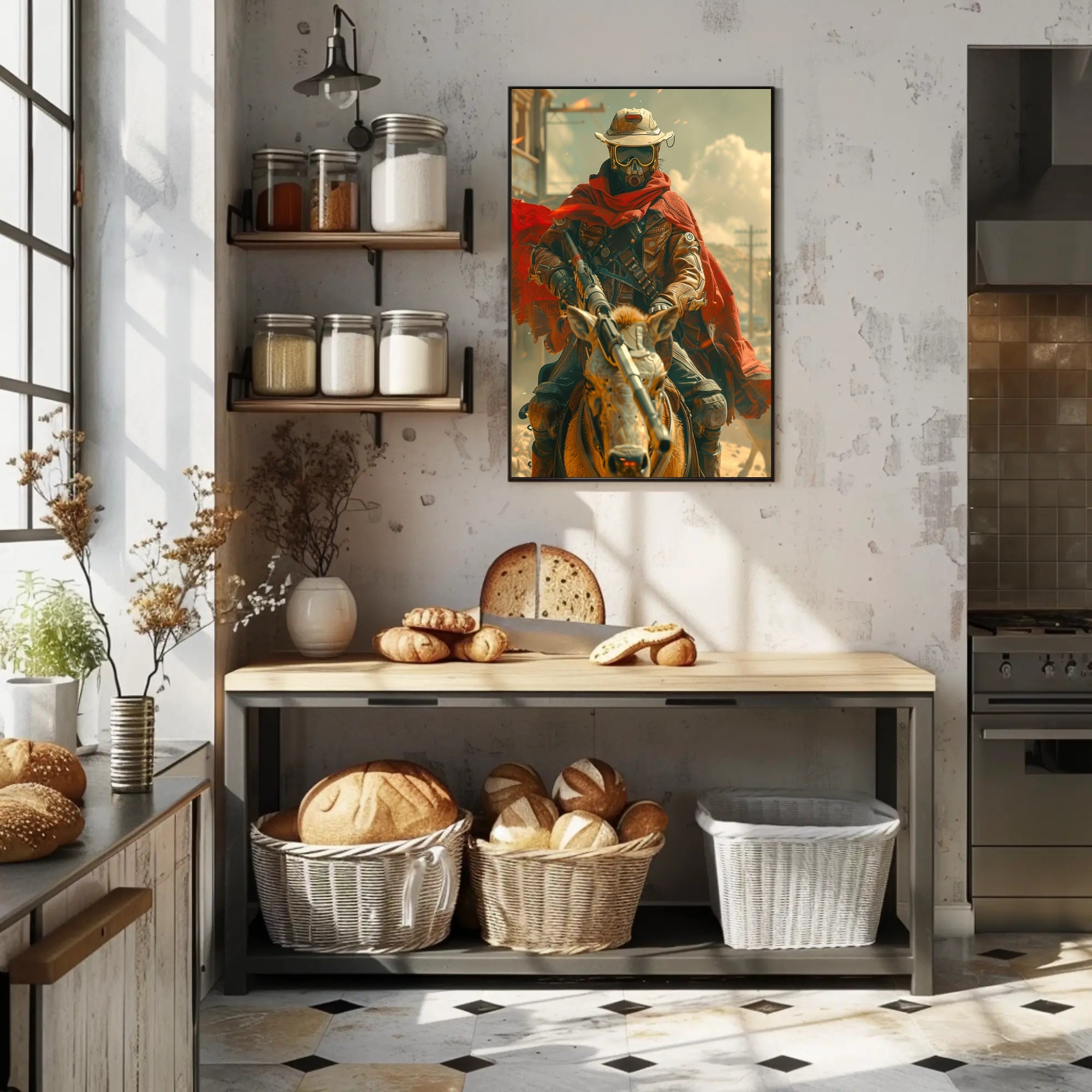 Futuristic Dystopian Horse Rider Poster Art Print PosterGoat