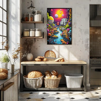 Futuristic Alien Landscape in Vibrant Colors Sci-Fi Poster