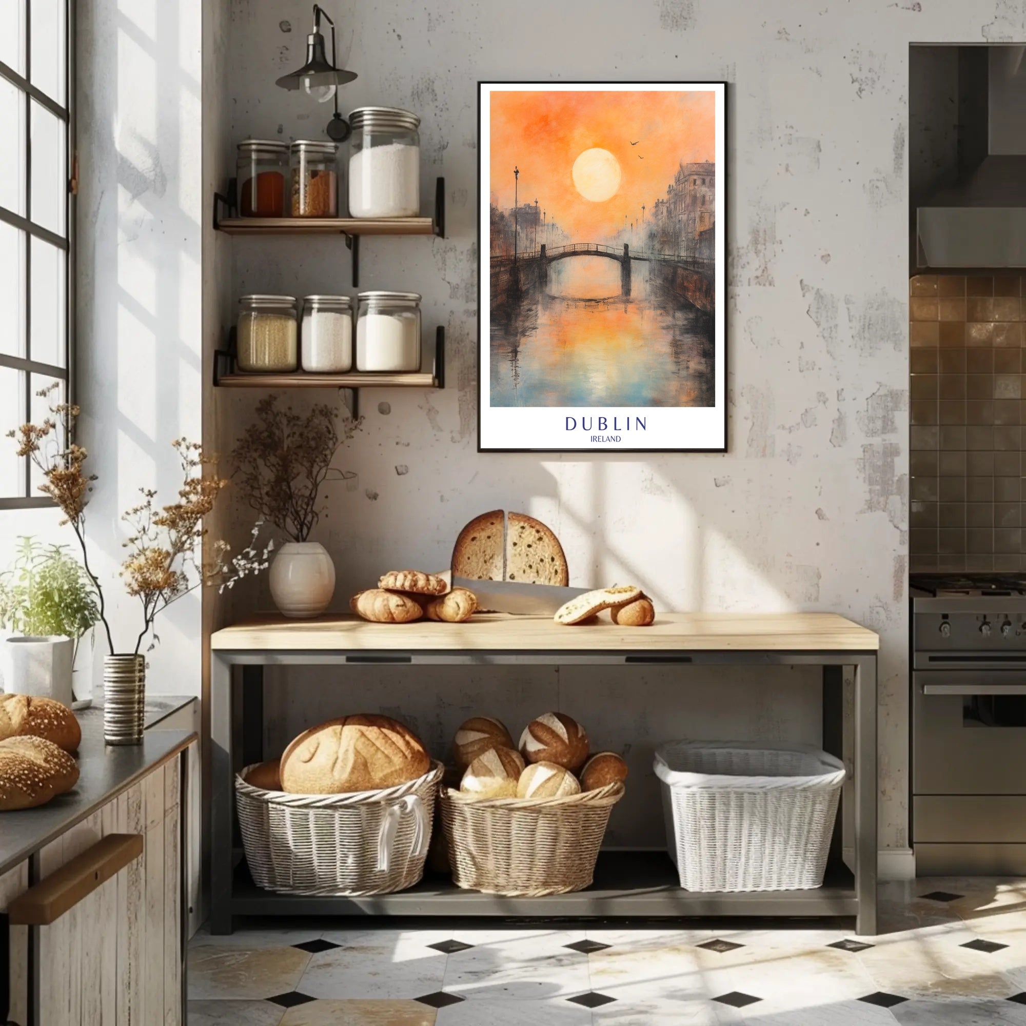 Sunset Over Dublin Bridge Poster PosterGoat