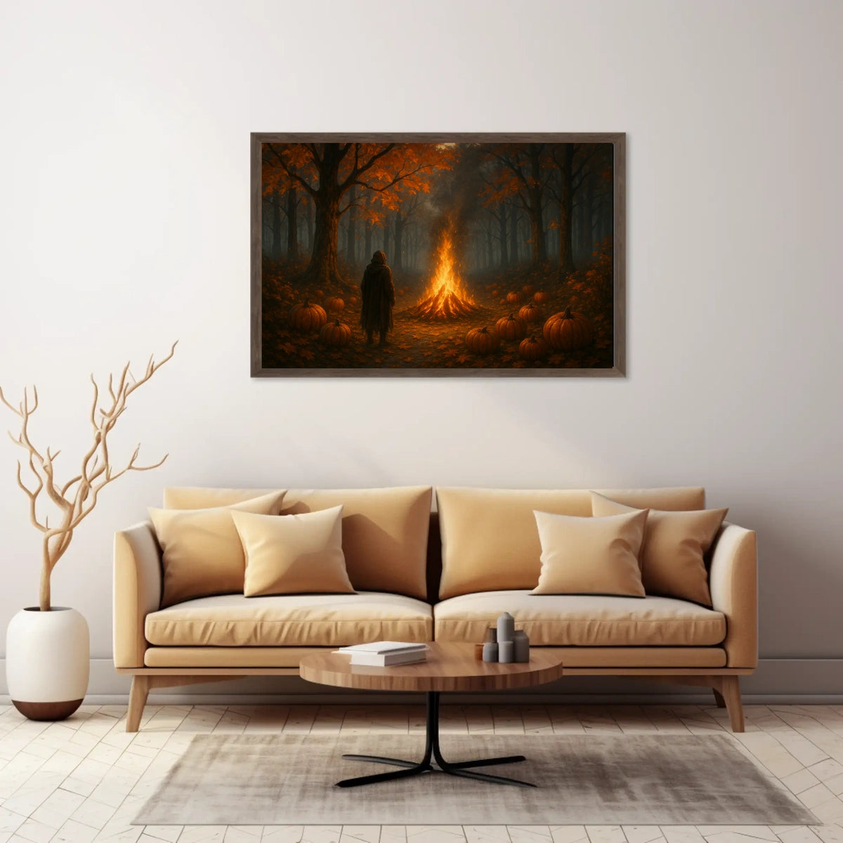Autumn Bonfire Woods Watercolor Cozy Poster