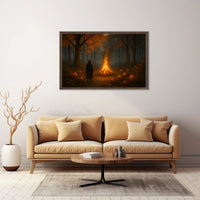 Autumn Bonfire Woods Watercolor Cozy Poster