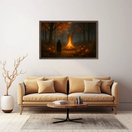Autumn Bonfire Woods Watercolor Cozy Poster