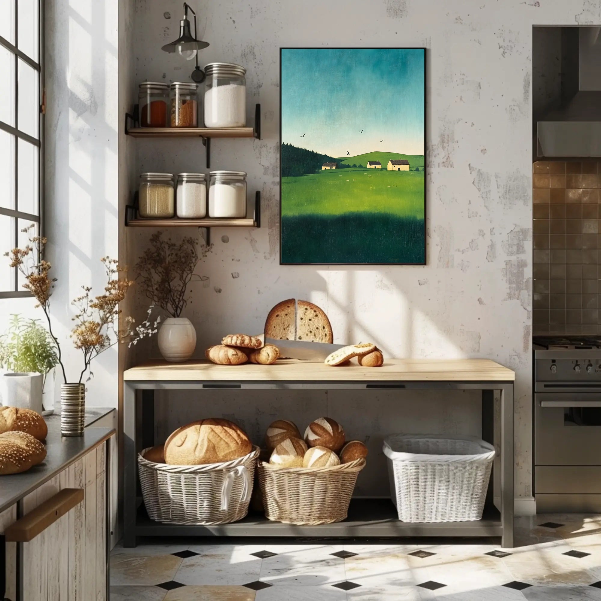 Serene Countryside Landscape Poster Minimalist Wall Art