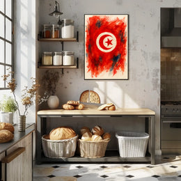 Radiant Abstract Tunisian Flag Interpretation Evoking Wanderlust Home Decor Art Poster