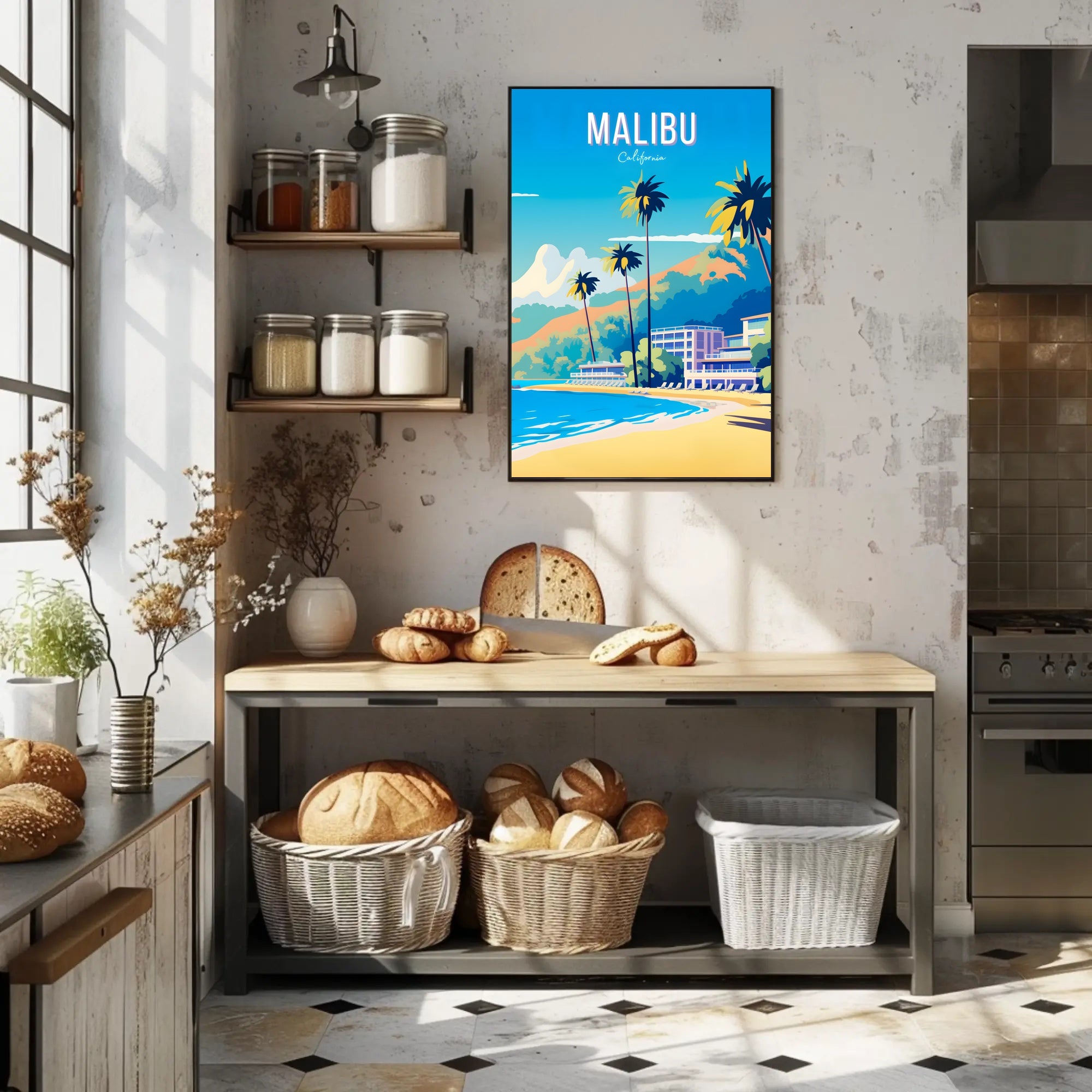 Malibu Beach Paradise Travel Poster