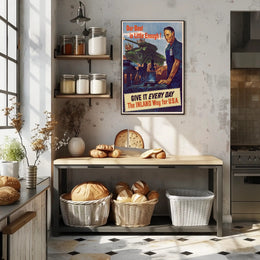 WWII Industrial Support Poster Emphasizing American War Effort