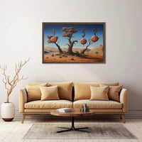 Surreal Desert Clockscape: Abstract or Artistic Poster