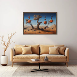 Surreal Desert Clockscape: Abstract or Artistic Poster