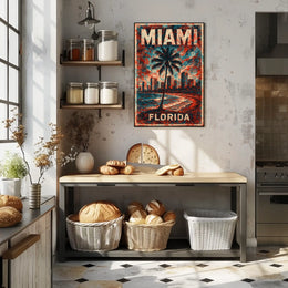 Miami Vibes Tropical Retro Wall Art Poster