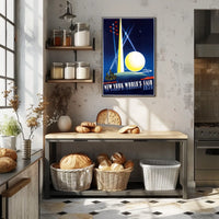 New York Worlds Fair Cityscape Poster Retro Wall Art