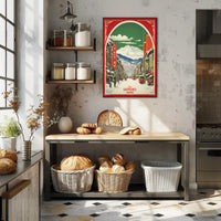 Stylized Sapporo Cityscape Poster Wall Art Print