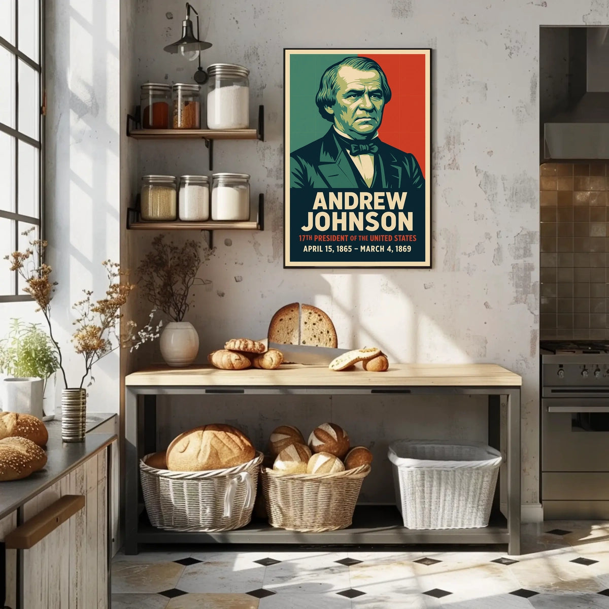 Andrew Johnson 17th President Collectors Lithograph Poster